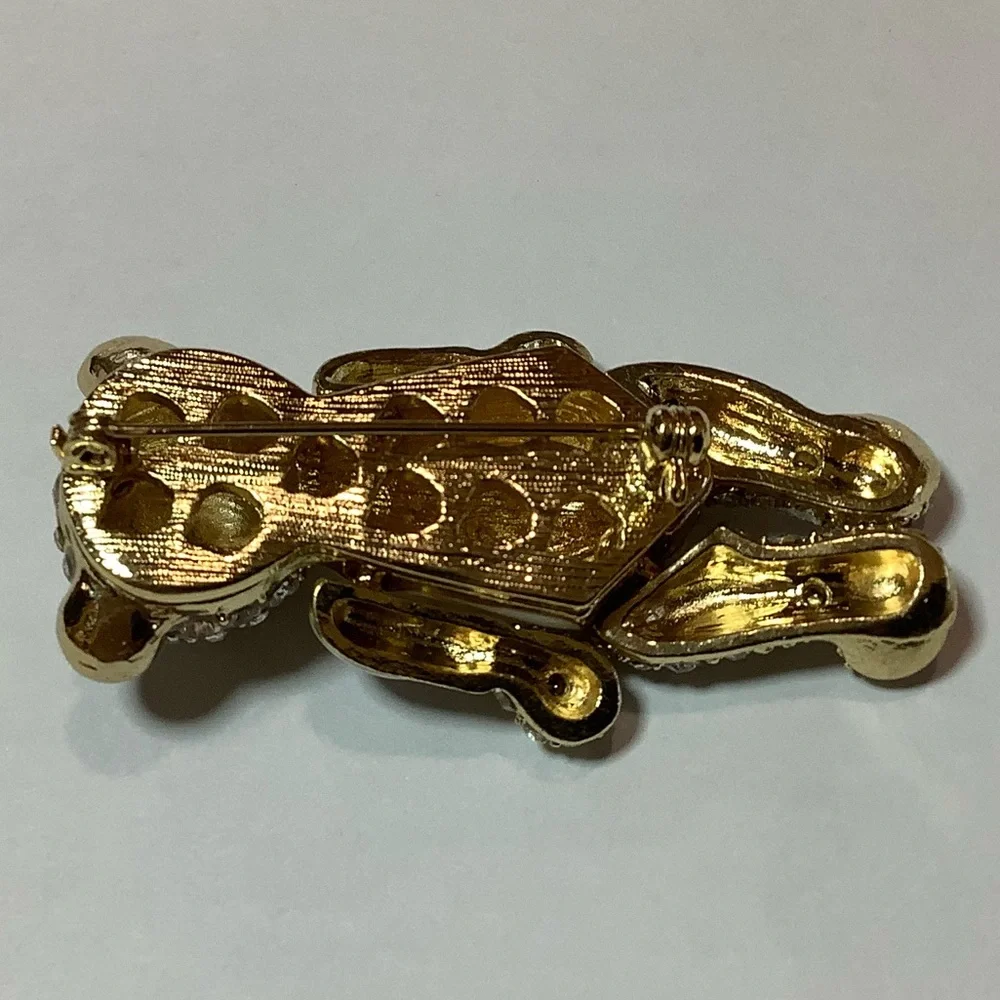 Gold-Tone Crystal Bear Apple Brooch - Picture 4 of 10